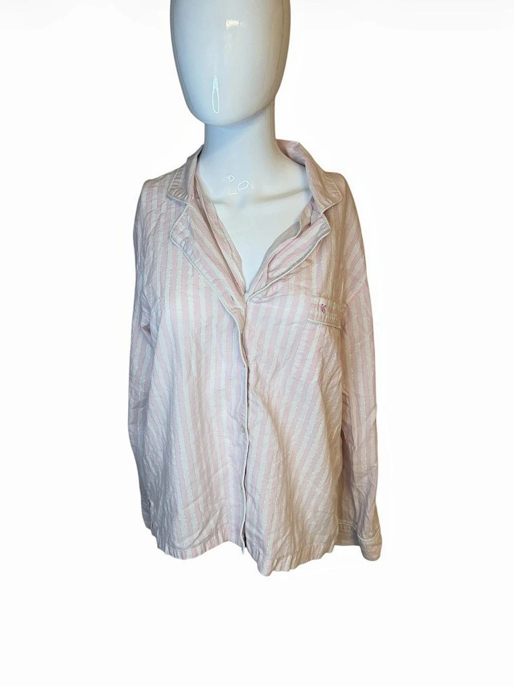 Victoria's Secret Pink and White Striped Button-Down Top Pink & White
